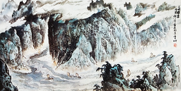 《山峡雄姿》1998年 52x106cm